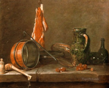 Una dieta magra con utensilios de cocina Jean Baptiste Simeon Chardin bodegón Pinturas al óleo
